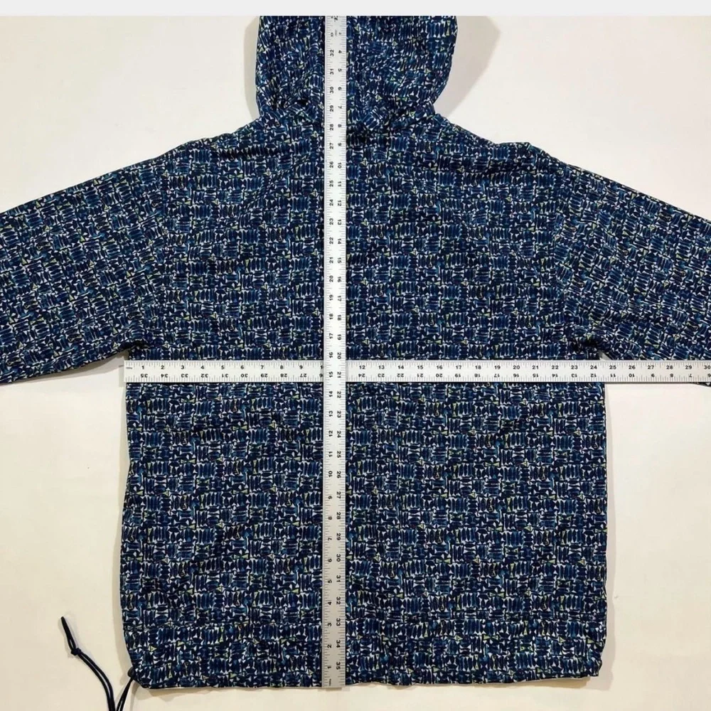 Nike Vintage Blue Patterned y2k Windbreaker Anorak Jacket Hood size Large